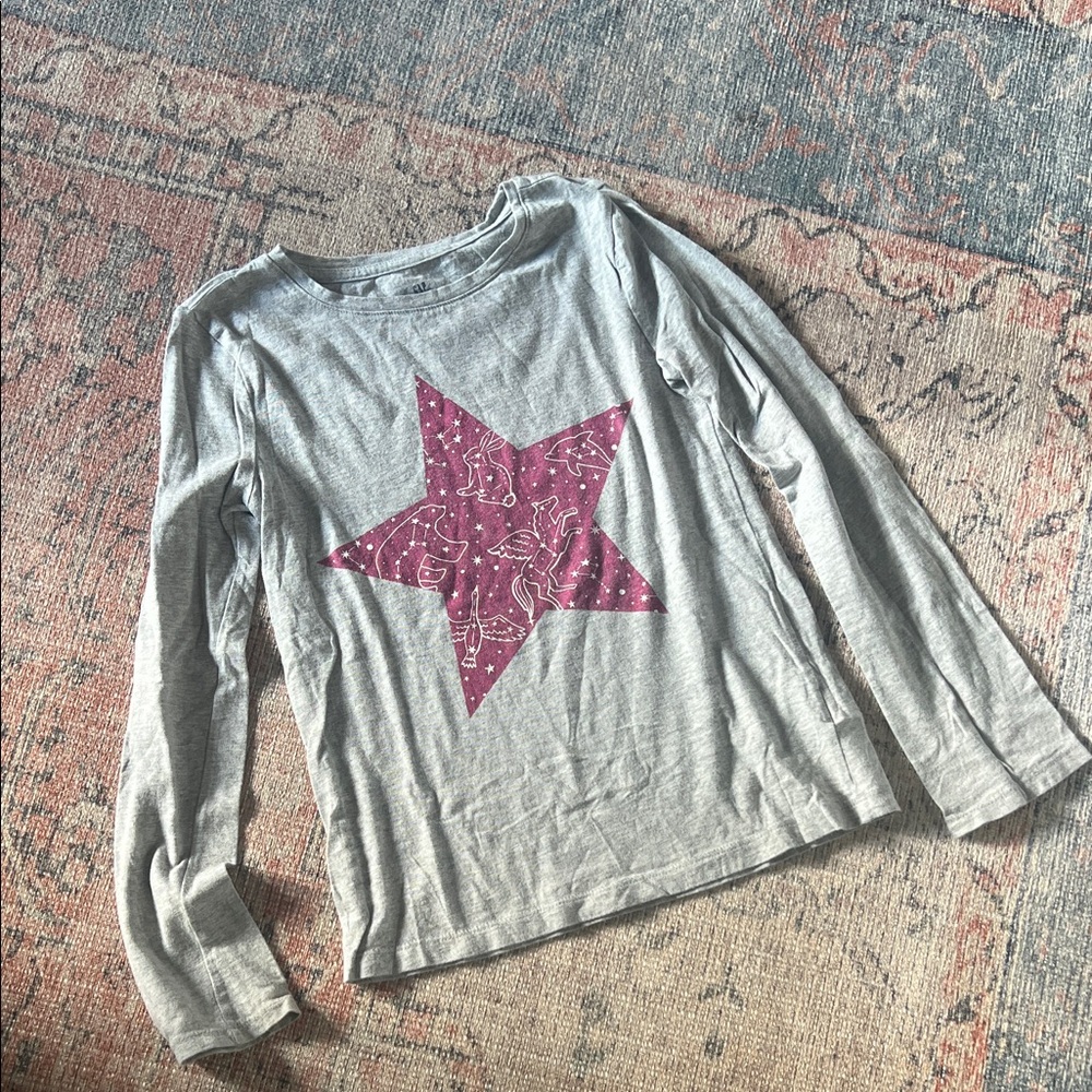 Gap Girls Gray Graphic Long Sleeve Top Size L (10)